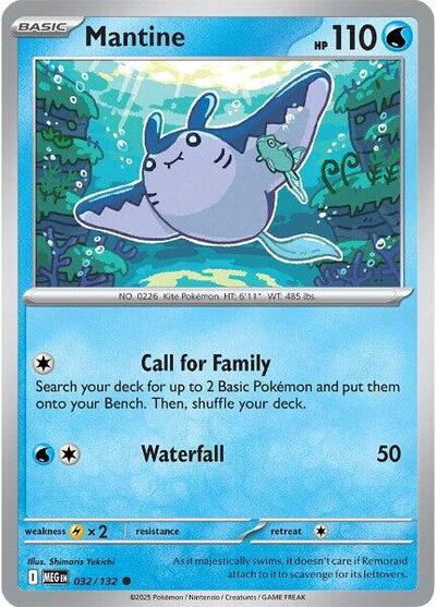 2025 Pokemon: ME01: Mega Evolution (MEG) - Mantine (#032/132, Common) (, Near Mint)