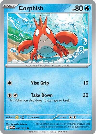 2025 Pokemon: ME01: Mega Evolution (MEG) - Corphish (#033/132, Common) (, Near Mint)