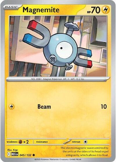 2025 Pokemon: ME01: Mega Evolution (MEG) - Magnemite (#045/132, Common) (, Near Mint)