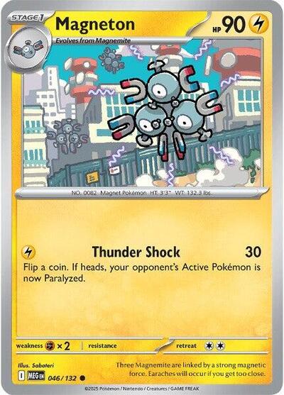 2025 Pokemon: ME01: Mega Evolution (MEG) - Magneton (#046/132, Common) (, Near Mint)