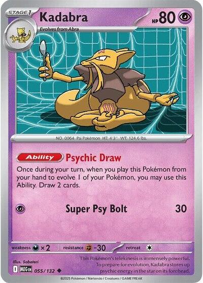 2025 Pokemon: ME01: Mega Evolution (MEG) - Kadabra (#055/132, Uncommon) (, Near Mint)