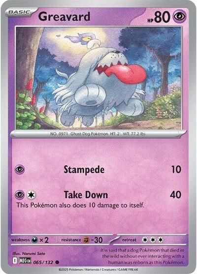2025 Pokemon: ME01: Mega Evolution (MEG) - Greavard (#065/132, Common) (, Near Mint)
