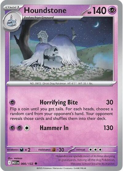 2025 Pokemon: ME01: Mega Evolution (MEG) - Houndstone 066 132 (#066/132, Uncommon) (, Near Mint)