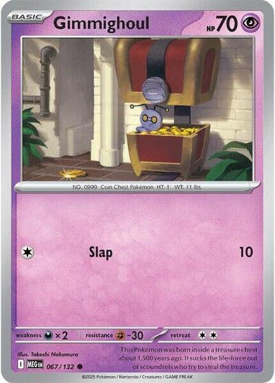 2025 Pokemon: ME01: Mega Evolution (MEG) - Gimmighoul (#067/132, Common) (, Near Mint)