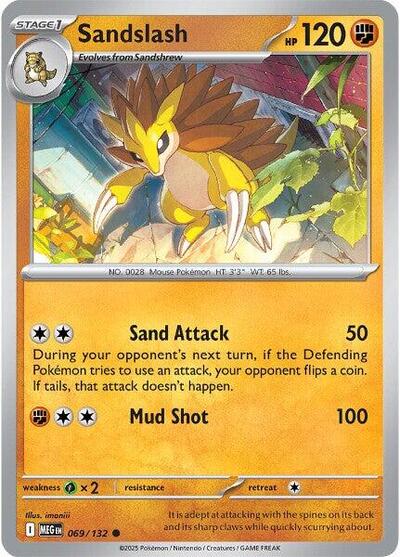 2025 Pokemon: ME01: Mega Evolution (MEG) - Sandslash (#069/132, Common) (, Near Mint)