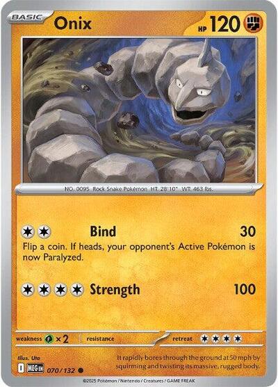 2025 Pokemon: ME01: Mega Evolution (MEG) - Onix (#070/132, Common) (, Near Mint)