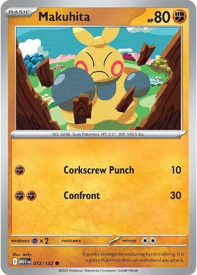 2025 Pokemon: ME01: Mega Evolution (MEG) - Makuhita (#072/132, Common) (, Near Mint)