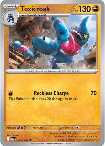 2025 Pokemon: ME01: Mega Evolution (MEG) - Toxicroak (#079/132, Common) (, Near Mint)