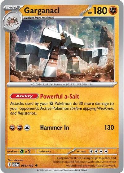 2025 Pokemon: ME01: Mega Evolution (MEG) - Garganacl 084 132 (#084/132, Uncommon) (, Near Mint)