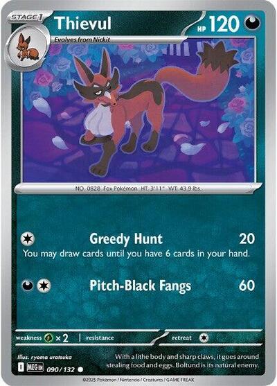 2025 Pokemon: ME01: Mega Evolution (MEG) - Thievul (#090/132, Common) (, Near Mint)