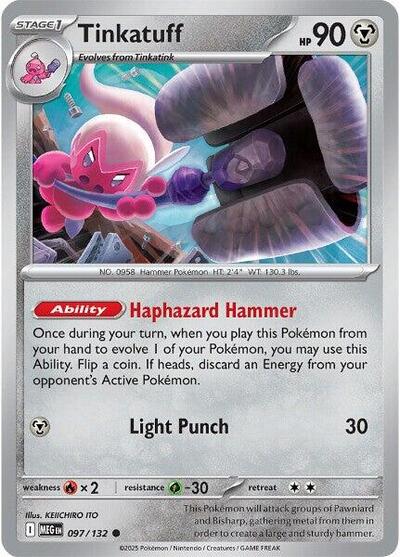 2025 Pokemon: ME01: Mega Evolution (MEG) - Tinkatuff (#097/132, Common) (, Near Mint)