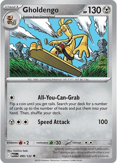 2025 Pokemon: ME01: Mega Evolution (MEG) - Gholdengo (#099/132, Uncommon) (, Near Mint)