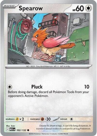 2025 Pokemon: ME01: Mega Evolution (MEG) - Spearow 102 132 (#102/132, Common) (, Near Mint)