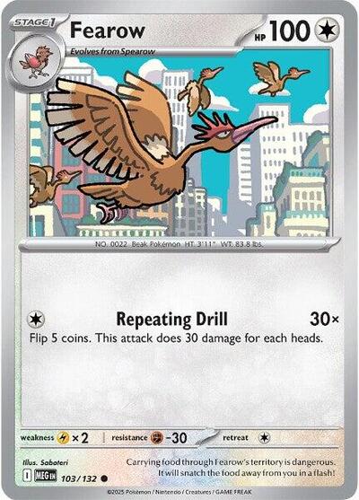 2025 Pokemon: ME01: Mega Evolution (MEG) - Fearow (#103/132, Common) (, Near Mint)