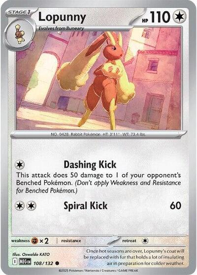 2025 Pokemon: ME01: Mega Evolution (MEG) - Lopunny (#108/132, Common) (, Near Mint)