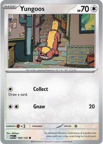 2025 Pokemon: ME01: Mega Evolution (MEG) - Yungoos (#109/132, Common) (, Near Mint)