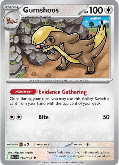 2025 Pokemon: ME01: Mega Evolution (MEG) - Gumshoos 110 132 (#110/132, Uncommon) (, Near Mint)