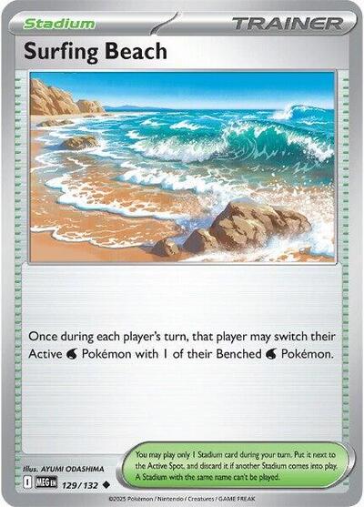 2025 Pokemon: ME01: Mega Evolution (MEG) - Surfing Beach (#129/132, Uncommon) (, Near Mint)