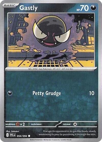 2025 Pokemon: ME02: Phantasmal Flames (PFL) - Gastly (#054/094, Common) (, Near Mint)