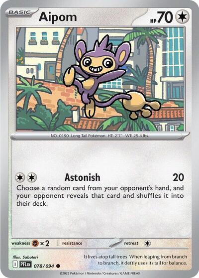2025 Pokemon: ME02: Phantasmal Flames (PFL) - Aipom (#078/094, Common) (, Near Mint)