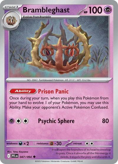 2025 Pokemon: ME02: Phantasmal Flames (PFL) - Brambleghast (#047/094, Uncommon) (, Lightly Played)