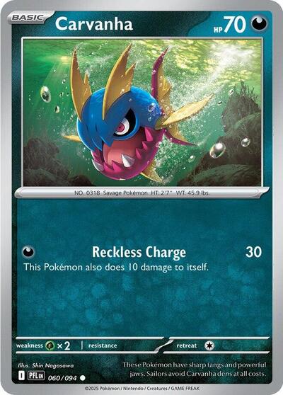 2025 Pokemon: ME02: Phantasmal Flames (PFL) - Carvanha (#060/094, Common) (, Near Mint)