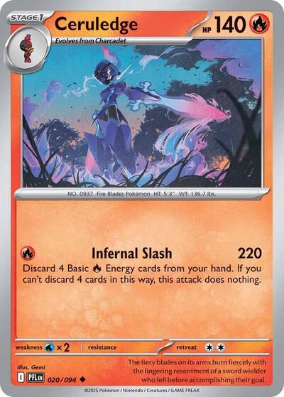 2025 Pokemon: ME02: Phantasmal Flames (PFL) - Ceruledge (#020/094, Uncommon)