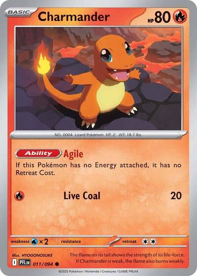 2025 Pokemon: ME02: Phantasmal Flames (PFL) - Charmander (#011/094, Common) (, Near Mint)