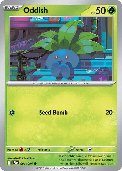 2025 Pokemon: ME02: Phantasmal Flames (PFL) - Oddish (#001/094, Common) (, Near Mint)