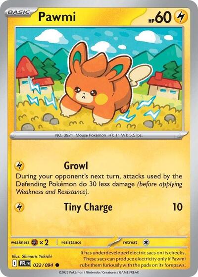 2025 Pokemon: ME02: Phantasmal Flames (PFL) - Pawmi (#032/094, Common)