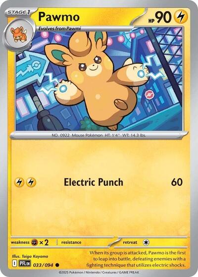 2025 Pokemon: ME02: Phantasmal Flames (PFL) - Pawmo (#033/094, Common) (, Near Mint)