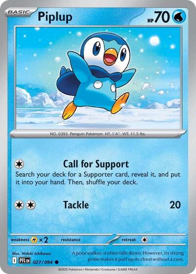 2025 Pokemon: ME02: Phantasmal Flames (PFL) - Piplup 027 094 (#027/094, Common) (, Near Mint)
