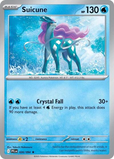 2025 Pokemon: ME02: Phantasmal Flames (PFL) - Suicune (#026/094, Rare) (Reverse Holofoil, Near Mint)