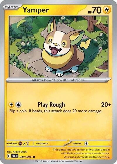 2025 Pokemon: ME02: Phantasmal Flames (PFL) - Yamper 030 094 (#030/094, Common) (, Near Mint)