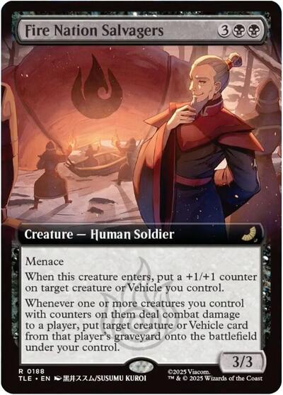 2025 Magic: The Gathering: Avatar: The Last Airbender: Eternal-Legal (TLE) - Fire Nation Salvagers Extended Art (#188, Rare) (Foil, Near Mint)