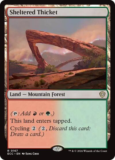 2026 Magic: The Gathering: Commander: Lorwyn Eclipsed (ECC) - Sheltered Thicket (#167, Rare) (, Near Mint)