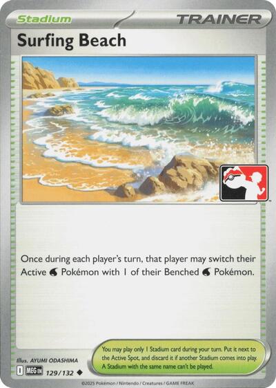 2022 Pokemon: Prize Pack Series Cards () - Surfing Beach (#129/132, Uncommon) (, Near Mint)