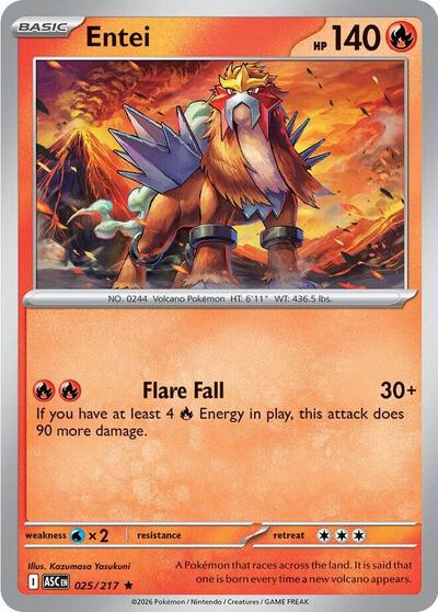 2026 Pokemon: ME: Ascended Heroes (ASC) - Entei (#025/217, Rare) (Holofoil, Near Mint)