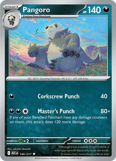 2026 Pokemon: ME: Ascended Heroes (ASC) - Pangoro (#140/217, Uncommon) (, Near Mint)