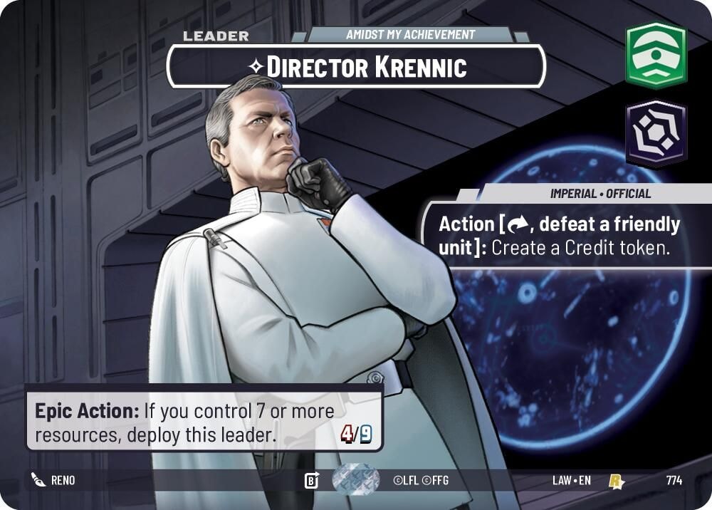 2026 Star Wars: Unlimited: A Lawless Time (LAW) - Director Krennic - Amidst My Achievement (Showcase) (#774, Rare) (Foil, Near Mint)