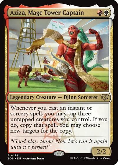 2026 Magic: The Gathering: Secrets of Strixhaven (SOS) - Aziza Mage Tower Captain (#174, Rare) (, Near Mint)