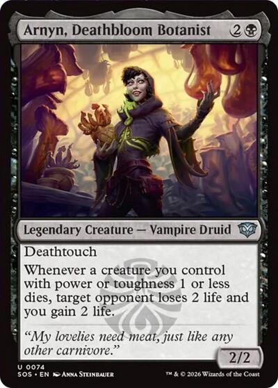 2026 Magic: The Gathering: Secrets of Strixhaven (SOS) - Arnyn Deathbloom Botanist (#74, Uncommon)