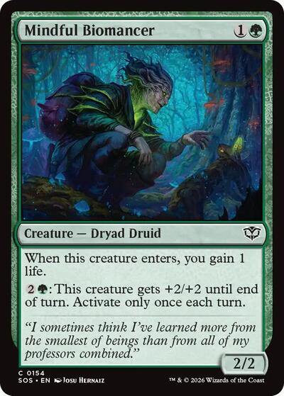 2026 Magic: The Gathering: Secrets of Strixhaven (SOS) - Mindful Biomancer (#154, Common)