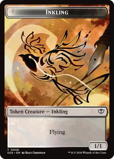 2026 Magic: The Gathering: Secrets of Strixhaven (SOS) - Inkling 0006 Spirit 0010 Double Sided Token (#6 // 10, T) (, Near Mint)