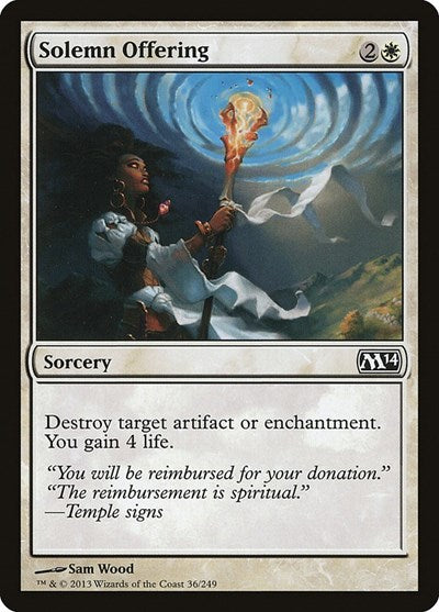 2013 Magic: The Gathering: Magic 2014 (M14) (M14) - Solemn Offering (#36, Common) (, Near Mint)