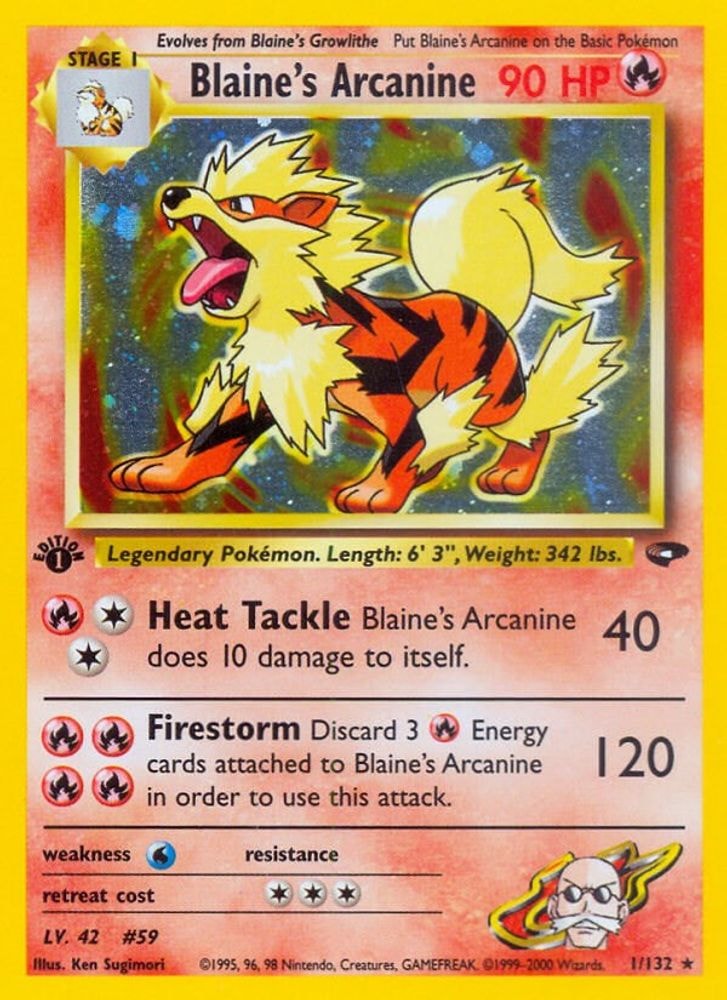 2000 Pokemon: Gym Challenge (G2) - Blaine's Arcanine (#001/132, Holo Rare) (1st Edition Holofoil, Near Mint)