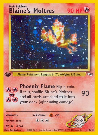 2000 Pokemon: Gym Heroes (G1) - Blaines Moltres (#001/132, Holo Rare) (1st Edition Holofoil, Near Mint)