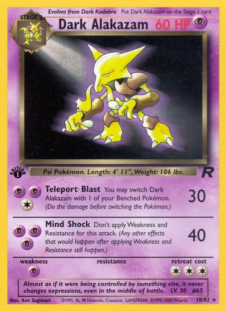 2000 Pokemon: Team Rocket (TR) - Dark Alakazam (18) (#18/82, Rare) (1st Edition, Near Mint)