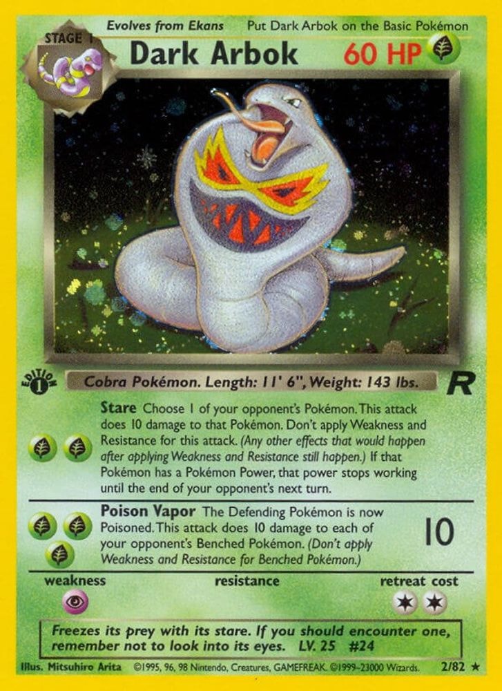 2000 Pokemon: Team Rocket (TR) - Dark Arbok (2) (#02/82, Holo Rare) (1st Edition Holofoil, Near Mint)
