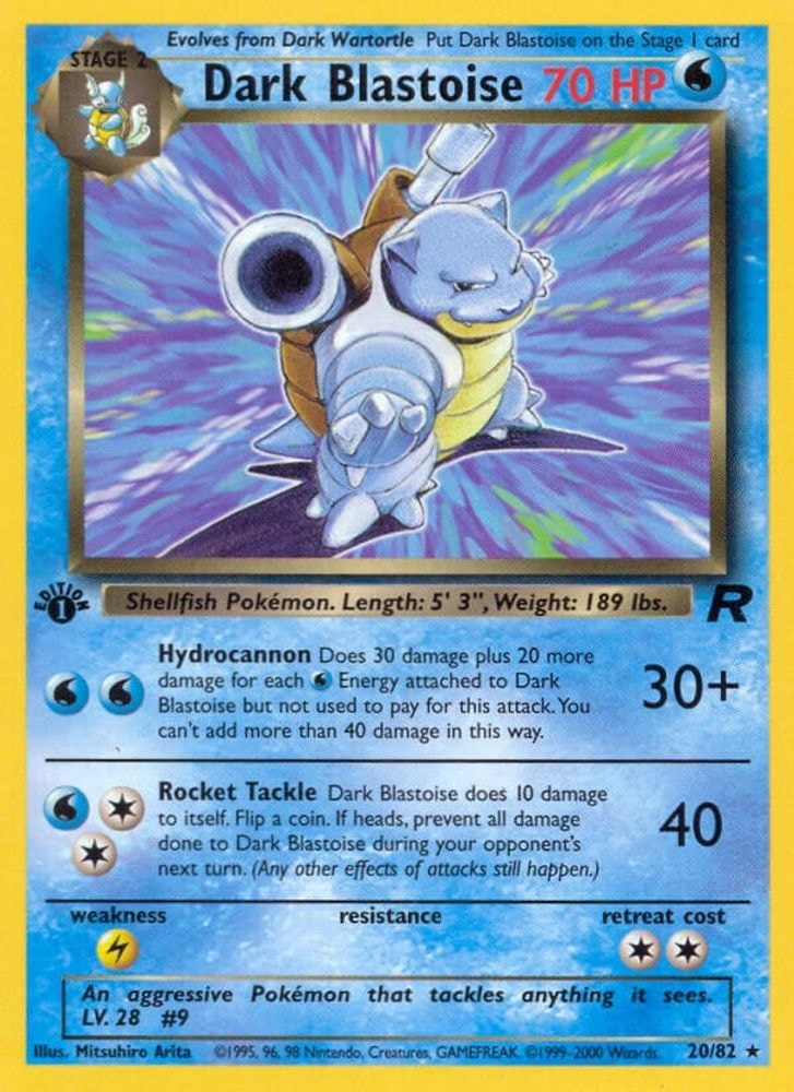 2000 Pokemon: Team Rocket (TR) - Dark Blastoise (20) (#20/82, Rare) (1st Edition, Lightly Played)